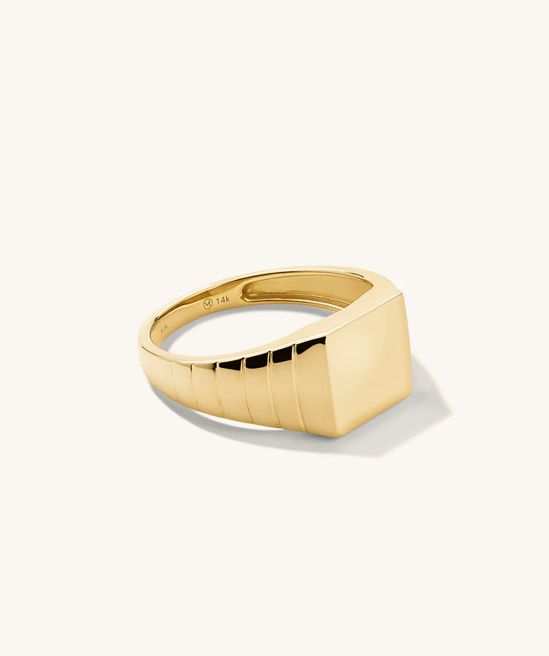 Square Signet Gold Ring - Size 8 - Mens