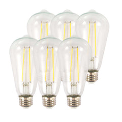 Dimmable Clear LED 7W Bulb E26 Base ST19 - 6 Pack