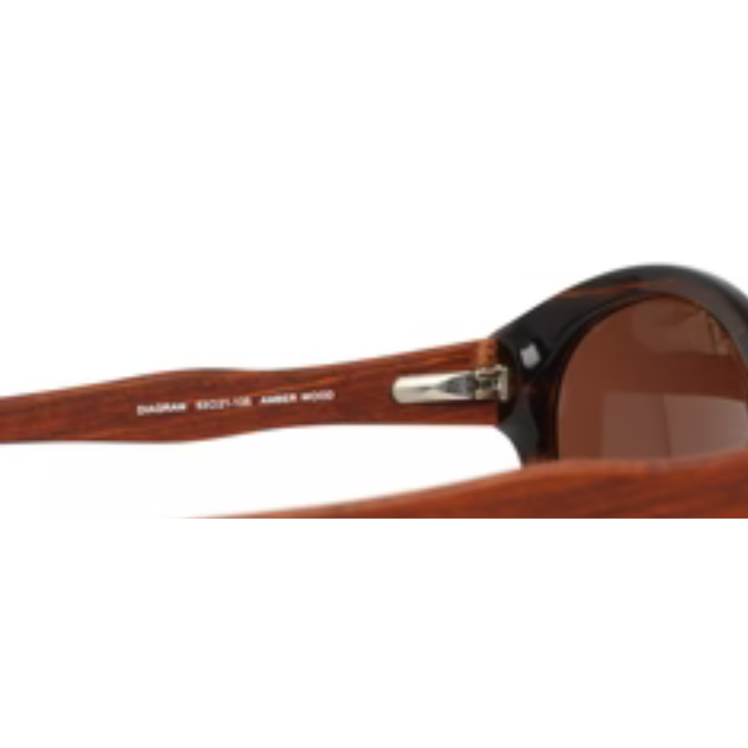 DIAGRAM AMBER WOOD WOMENS ROUND FULL RIM SUNGLASSES