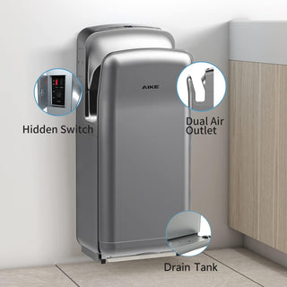 AIKE HEPA Filtered Vertical Hand Dryer Premium, 110-130V Silver Model AK2005H