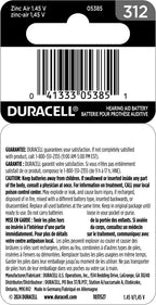 DURACELL 8PK HEARING AID BATTERY PACKS