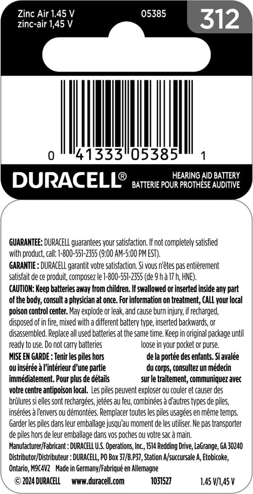 DURACELL 8PK HEARING AID BATTERY PACKS