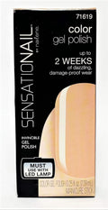 Sensationail gel polish box with beige color swatch on a white background