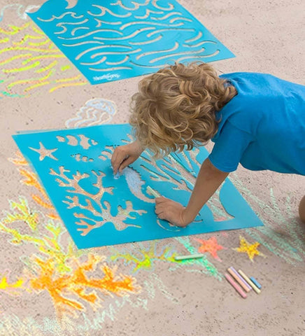 Sidewalk Stencils & Chalk - Under-the-Sea