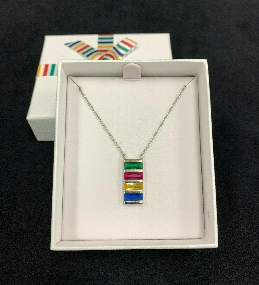 HBC 925 STERLING SILVER CRYSTAL PENDANT NECKLACE