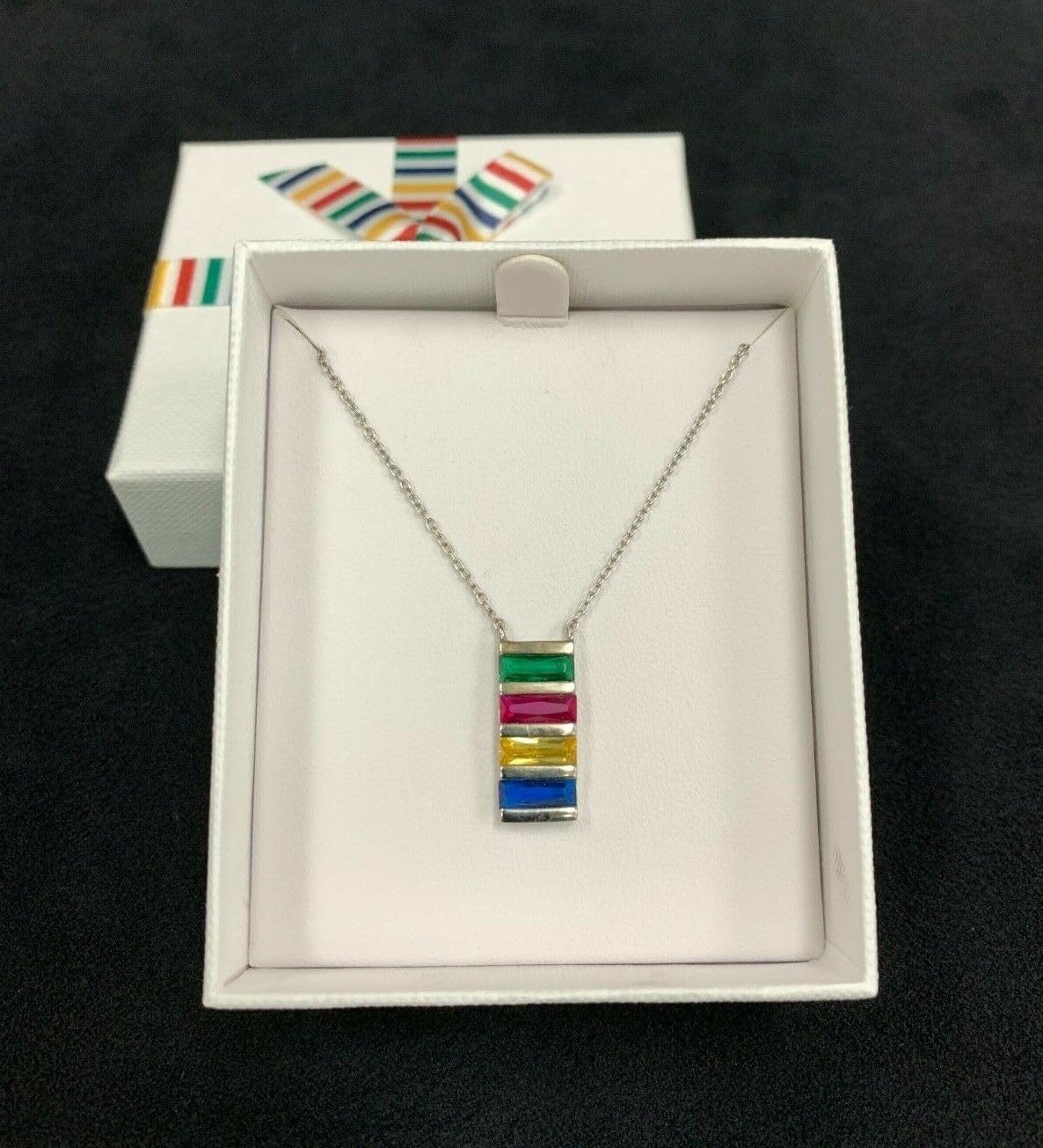 HBC 925 STERLING SILVER CRYSTAL PENDANT NECKLACE
