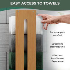 Wooden Towel Rack for Bathroom Wall Mounted