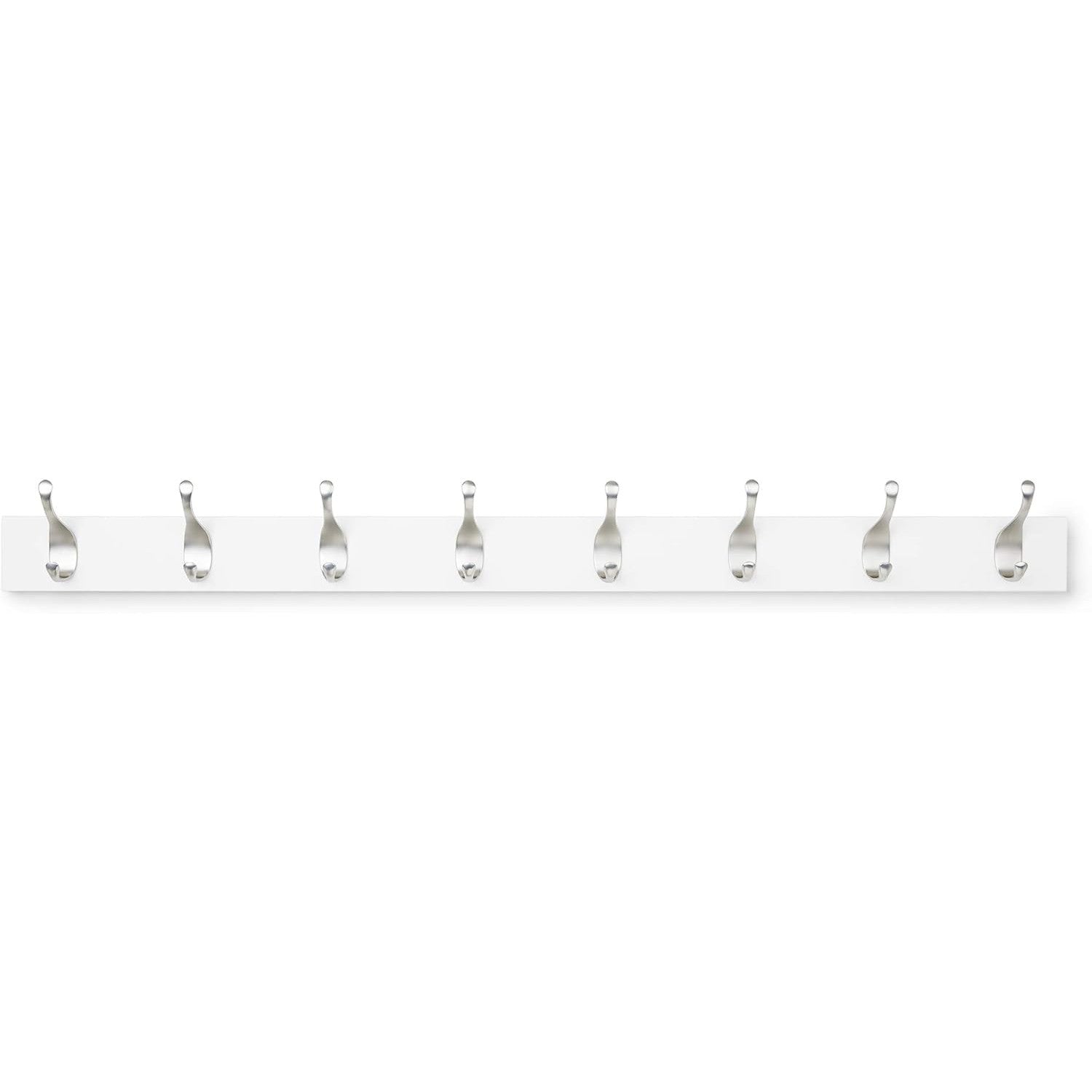 WALL MOUNTED COAT RACK, 8 MODERN HOOKS, WHITE