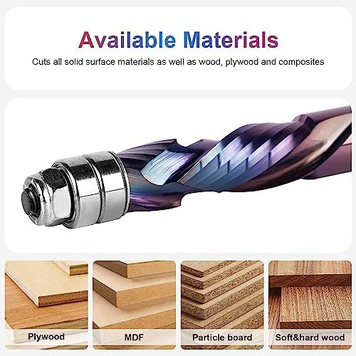 Solid Carbide Compression Spiral Flush Trim Router Bit | 1/2" Shank, TAC-Coated with Bottom Bearing