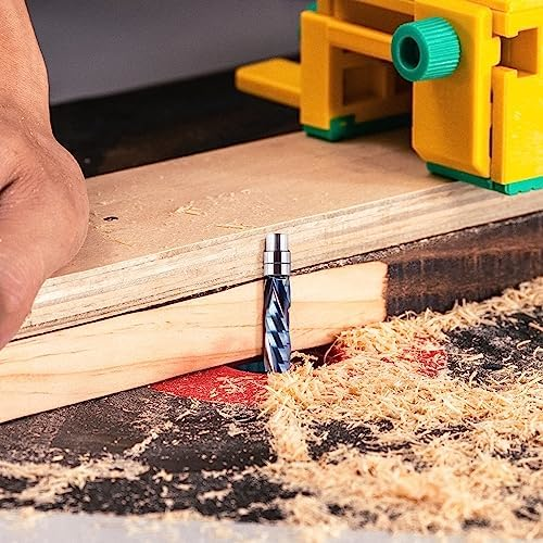 Solid Carbide Compression Spiral Flush Trim Router Bit | 1/2" Shank, TAC-Coated with Bottom Bearing