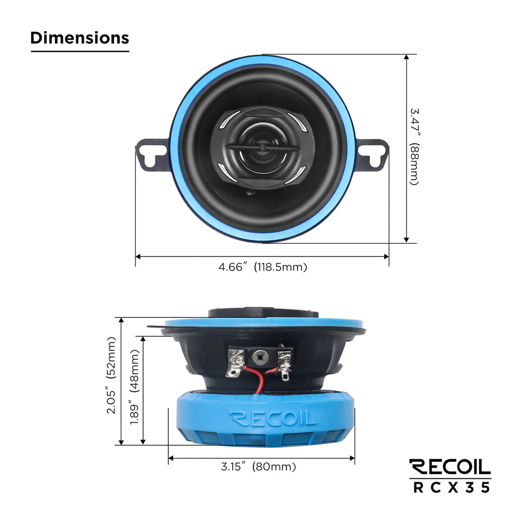 RECOIL 2PC 3.5" CAR AUDIO SPEAKERS