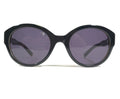 SUNGLASSES DIAGRAM BLACK WOOD BROWN ROUND FRAMES W PURPLE LENSES