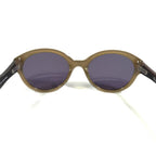 SUNGLASSES DIAGRAM BLACK WOOD BROWN ROUND FRAMES W PURPLE LENSES