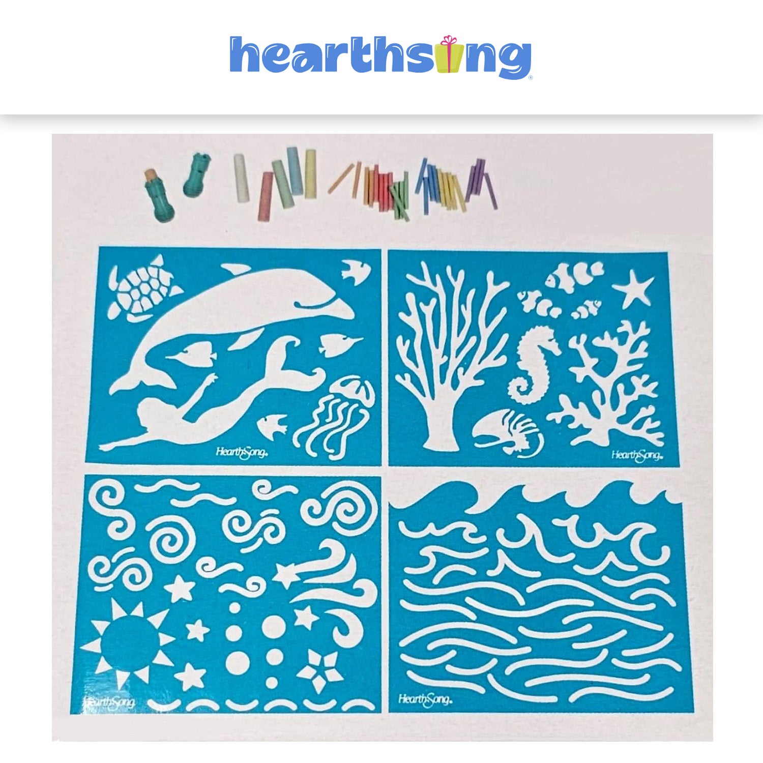HearthSong's  ChalkScapes Under-the-Sea Sidewalk Stencils & Chalk