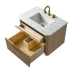 LILJAN 30'' WALL-MOUNTED SINGLE BATHROOM VANITY WITH ENGINEERED STONE TOP