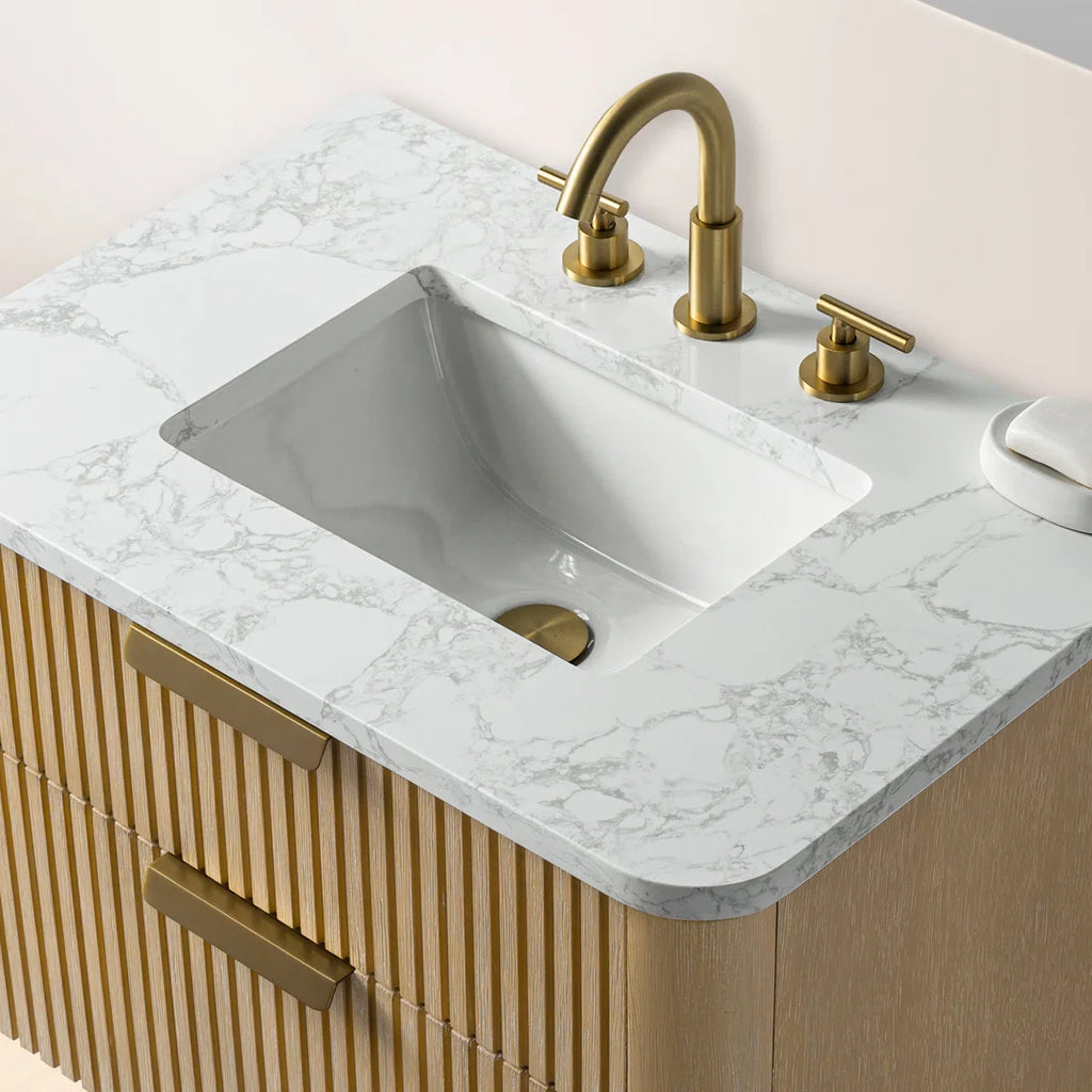 LILJAN 30'' WALL-MOUNTED SINGLE BATHROOM VANITY WITH ENGINEERED STONE TOP