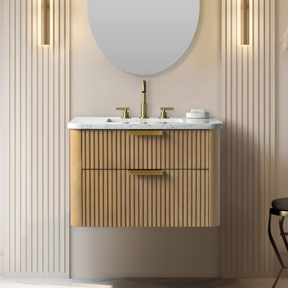 LILJAN 30'' WALL-MOUNTED SINGLE BATHROOM VANITY WITH ENGINEERED STONE TOP