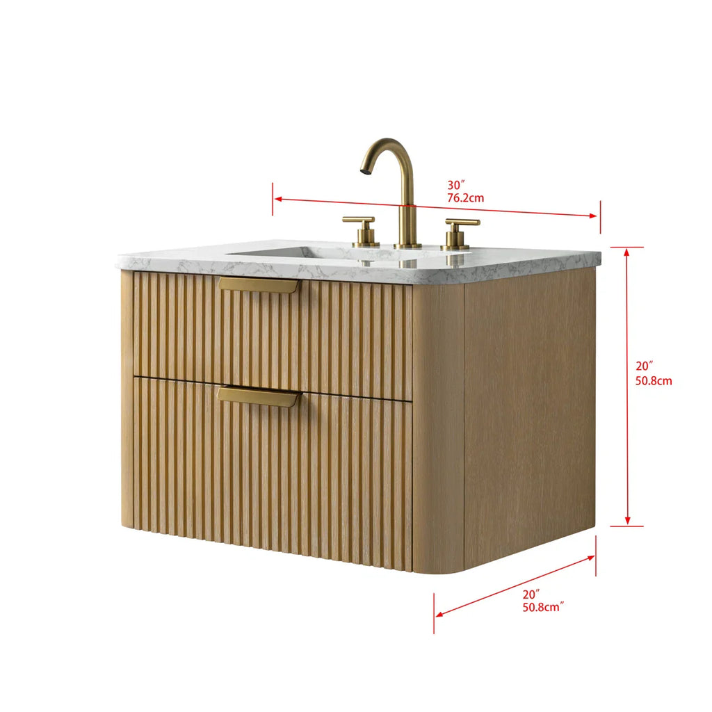 LILJAN 30'' WALL-MOUNTED SINGLE BATHROOM VANITY WITH ENGINEERED STONE TOP