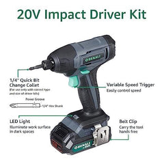 Denali by SKIL 20V Cordless Impact Driver Kit