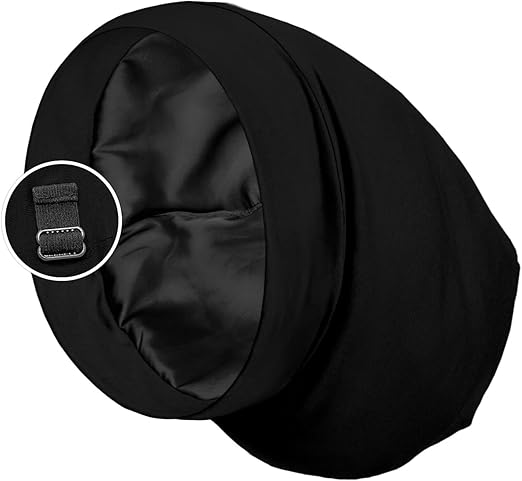 SATIN LINED SLEEP CAP - ADJUSTABLE STRAP