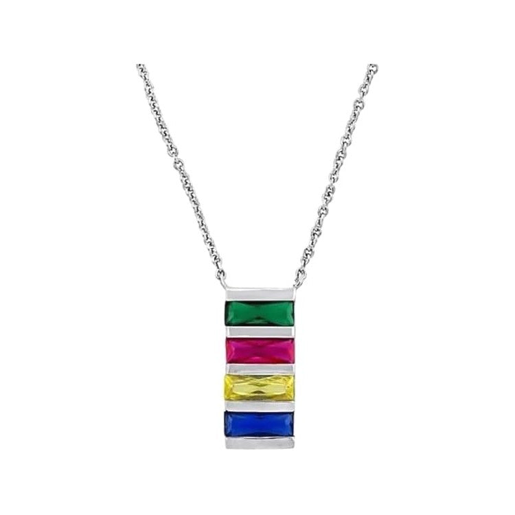 HBC 925 STERLING SILVER CRYSTAL PENDANT NECKLACE
