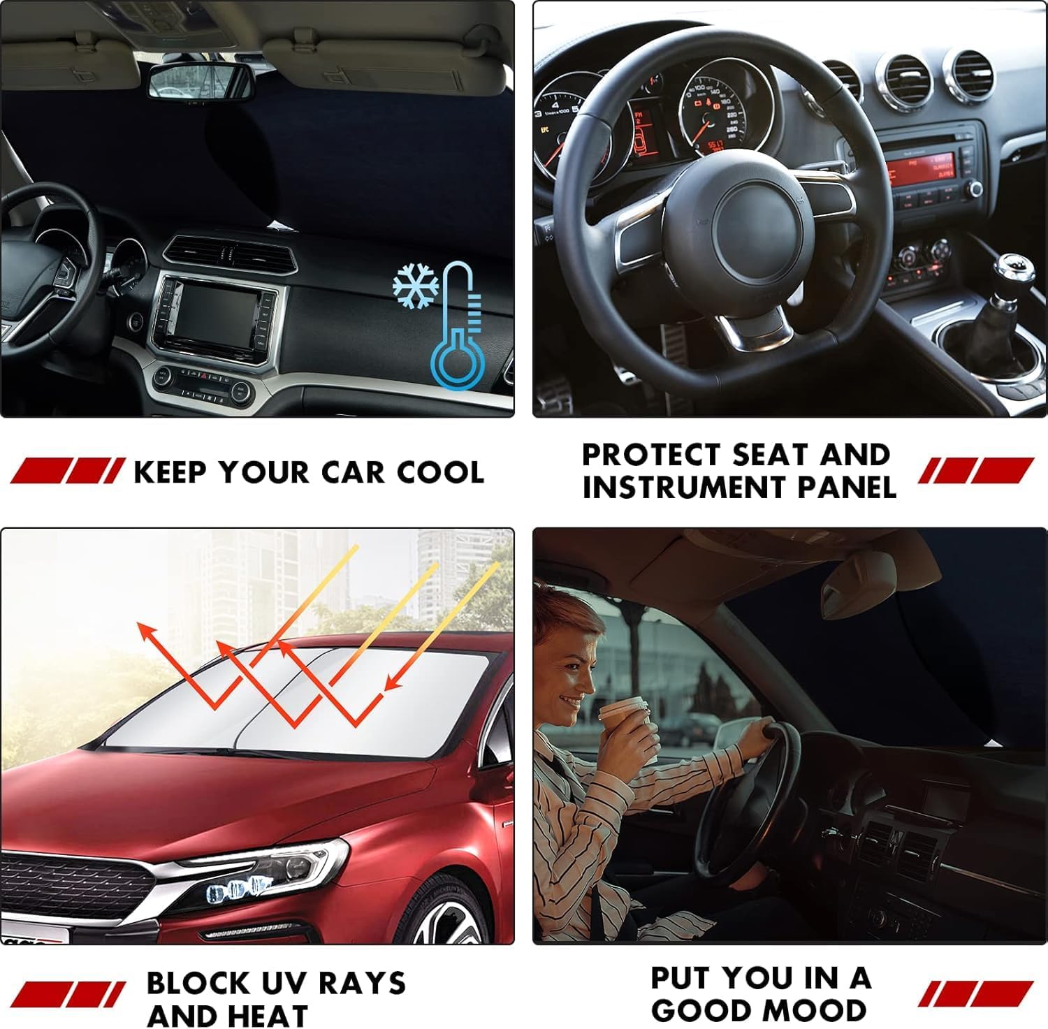 MAX DM5P 2-PIECE CAR WINDSHIELD SUN SHADE