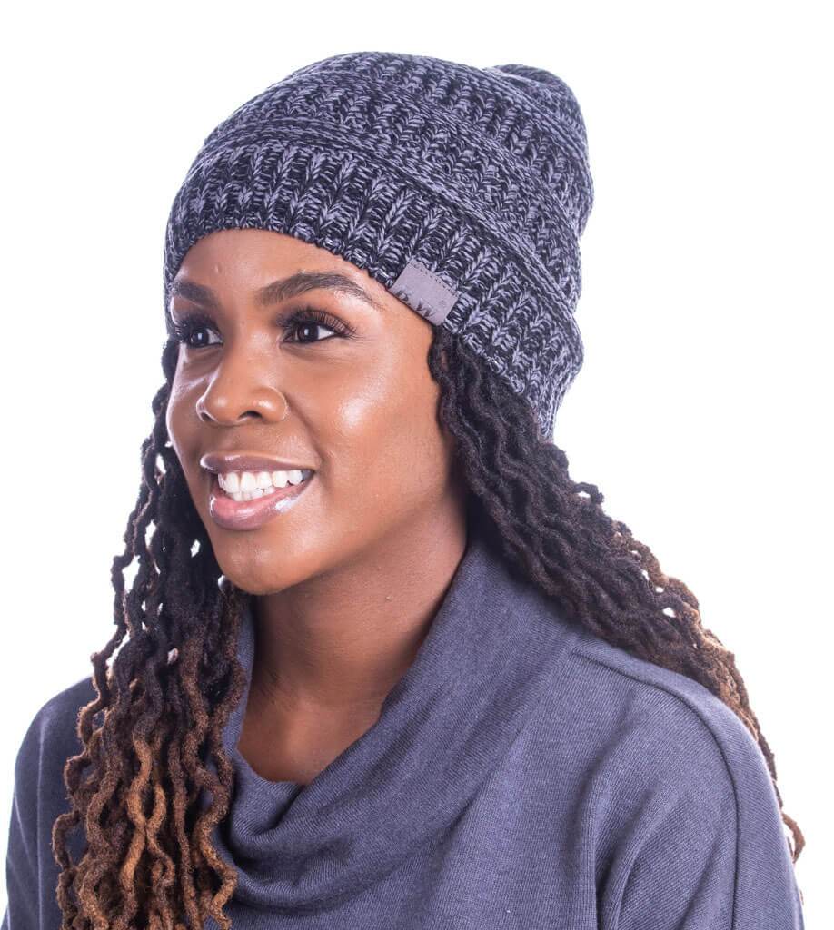 WINTER HAT | SATIN LINED | DETACHABLE POM POM | CHARCOAL BEANIE