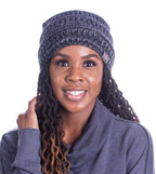 WINTER HAT | SATIN LINED | DETACHABLE POM POM | CHARCOAL BEANIE