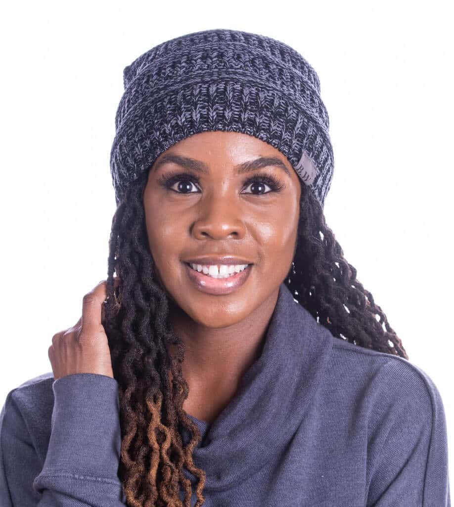 WINTER HAT | SATIN LINED | DETACHABLE POM POM | CHARCOAL BEANIE