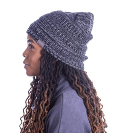 WINTER HAT | SATIN LINED | DETACHABLE POM POM | CHARCOAL BEANIE