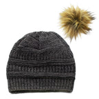 WINTER HAT | SATIN LINED | DETACHABLE POM POM | CHARCOAL BEANIE