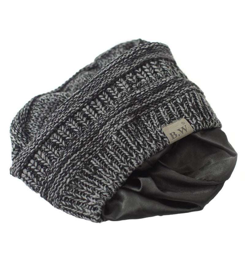 WINTER HAT | SATIN LINED | DETACHABLE POM POM | CHARCOAL BEANIE