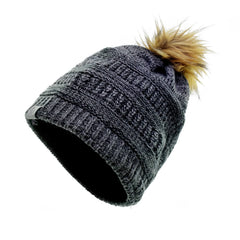 WINTER HAT | SATIN LINED | DETACHABLE POM POM | CHARCOAL BEANIE