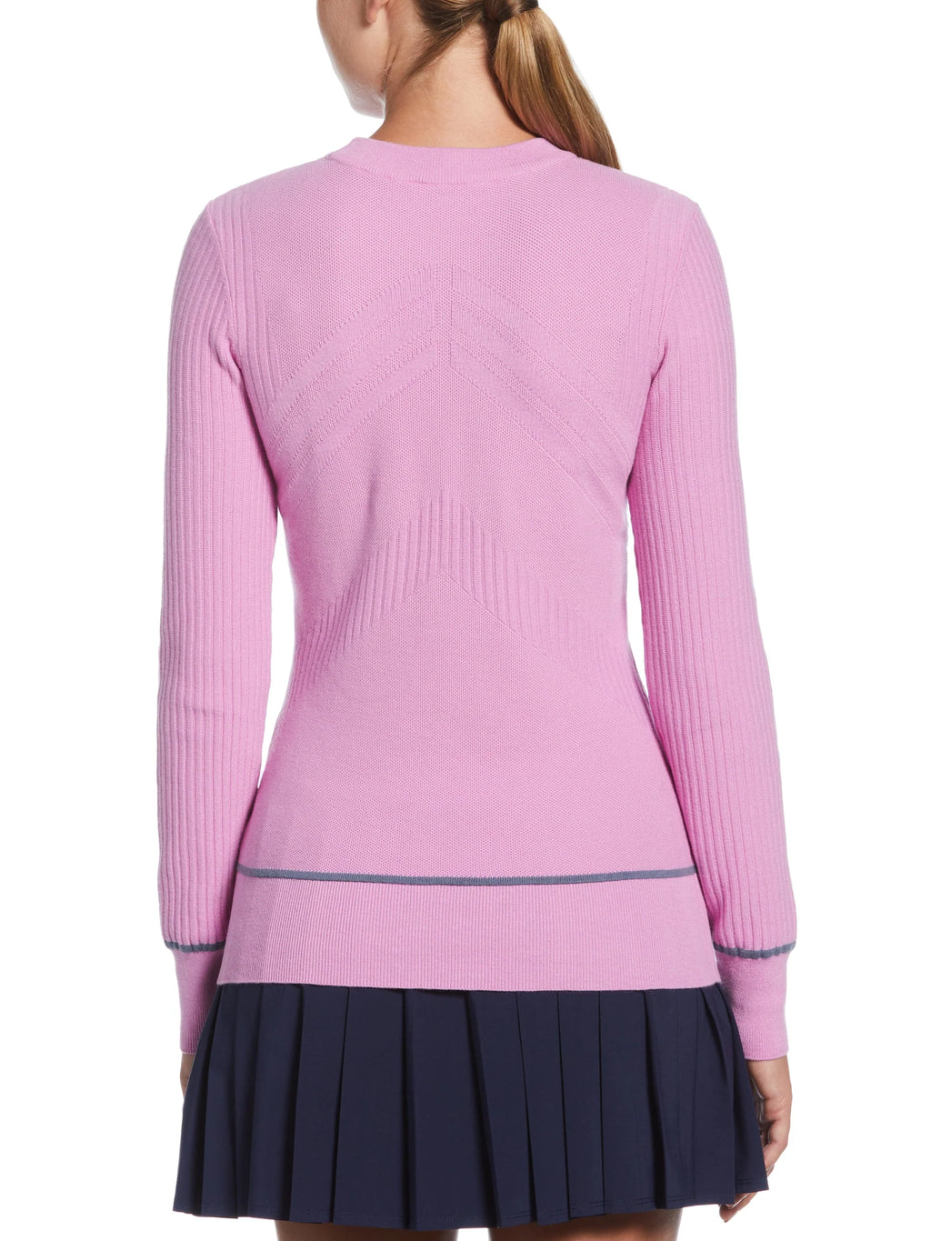 WOMENS MULTI-STITCH CHEVRON SWEATER WITH TIPPING