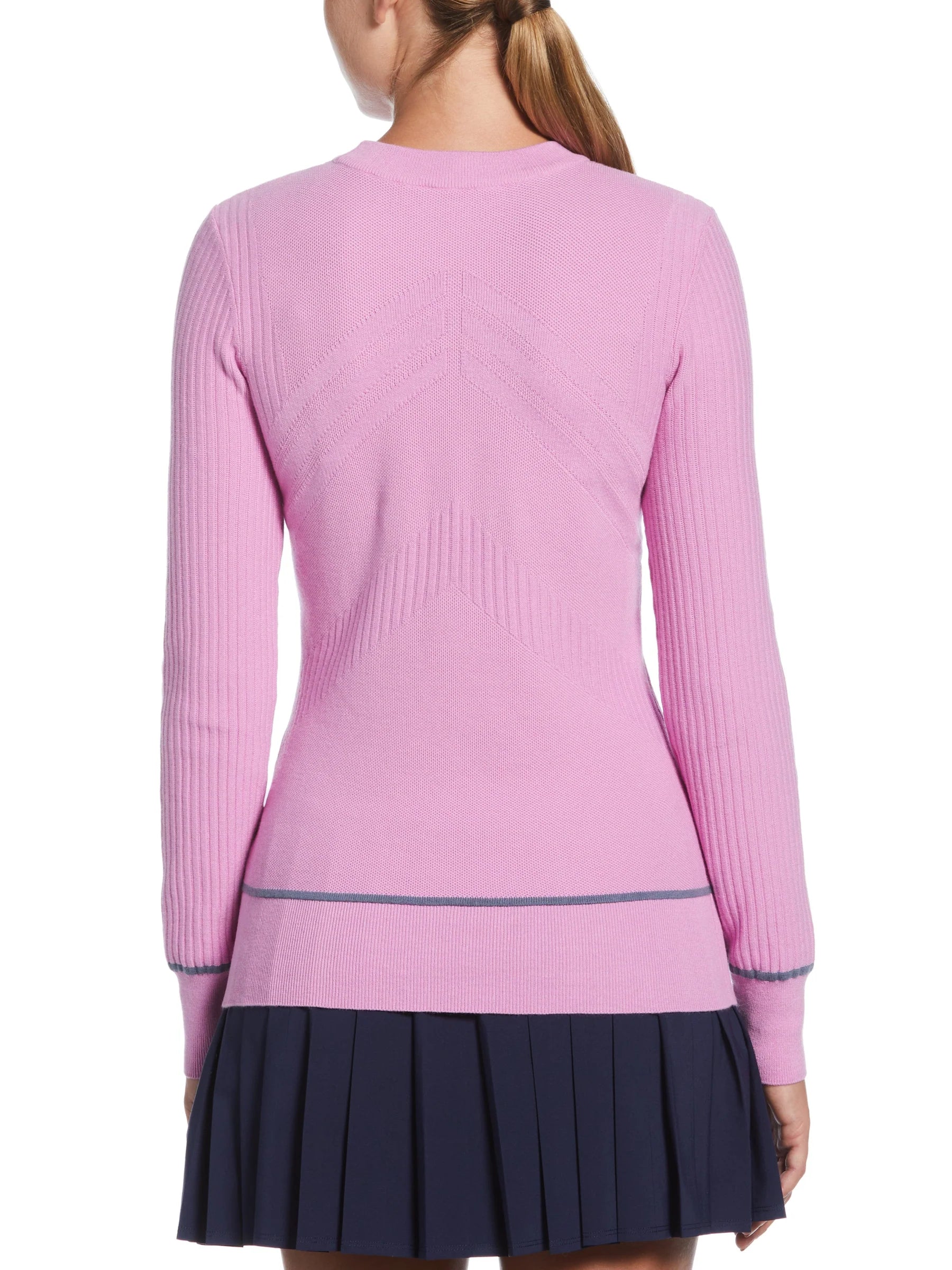 WOMENS MULTI-STITCH CHEVRON SWEATER WITH TIPPING