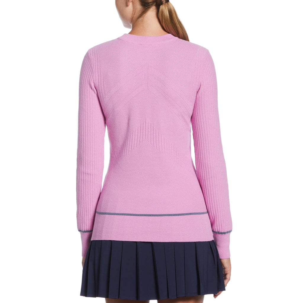 WOMENS MULTI-STITCH CHEVRON SWEATER WITH TIPPING