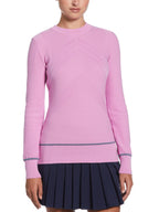 WOMENS MULTI-STITCH CHEVRON SWEATER WITH TIPPING