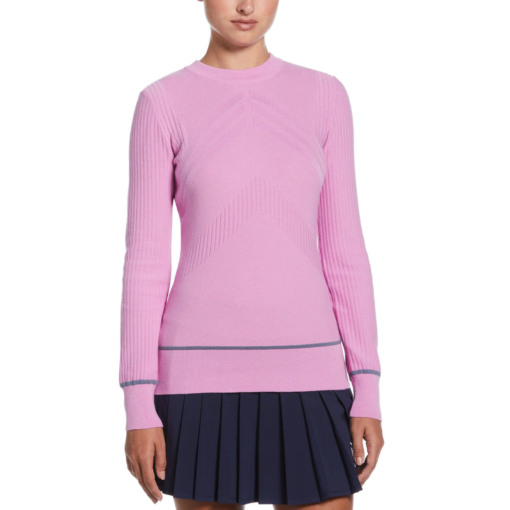 WOMENS MULTI-STITCH CHEVRON SWEATER WITH TIPPING
