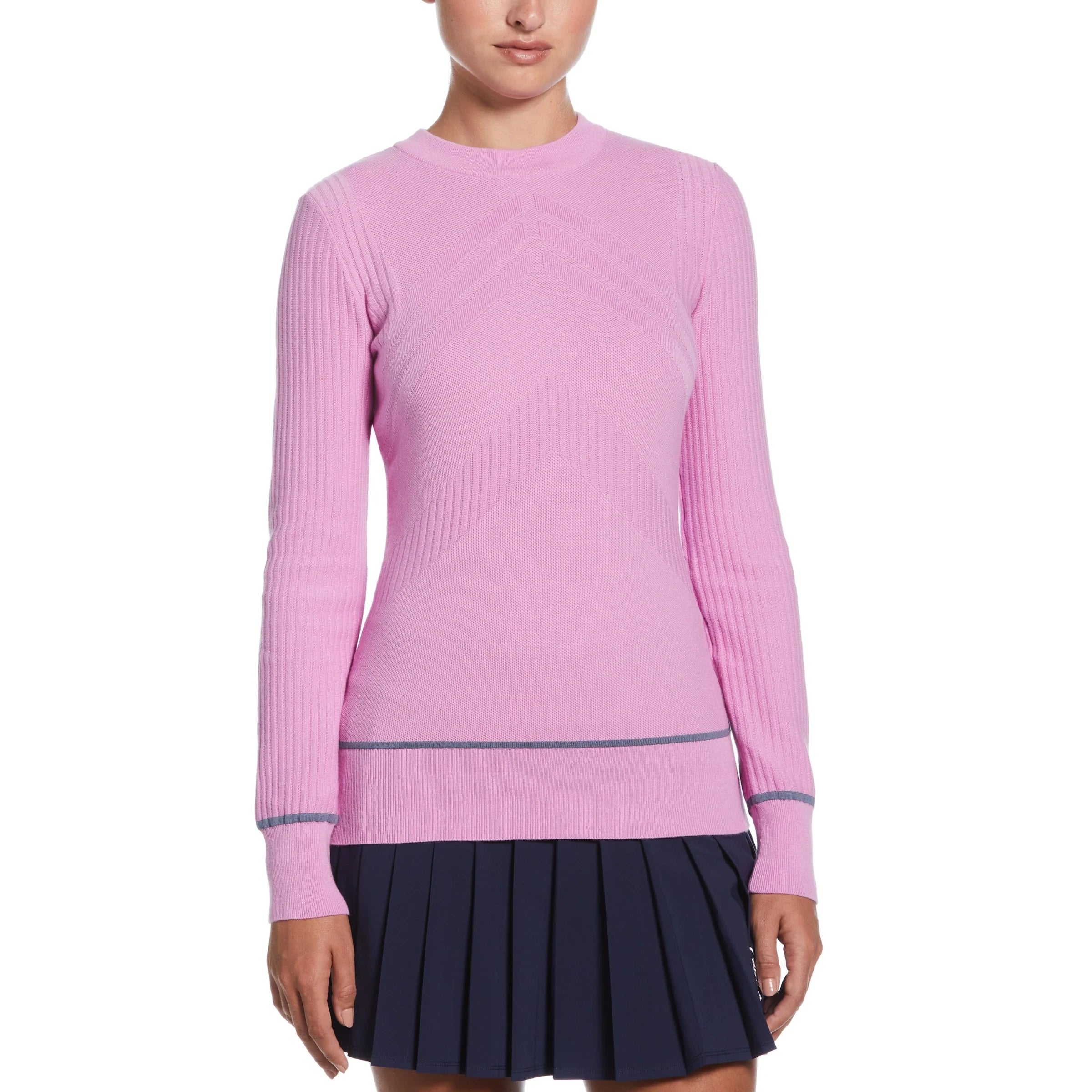 WOMENS MULTI-STITCH CHEVRON SWEATER WITH TIPPING