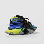 Colorful sneaker with a unique design on a light gray background