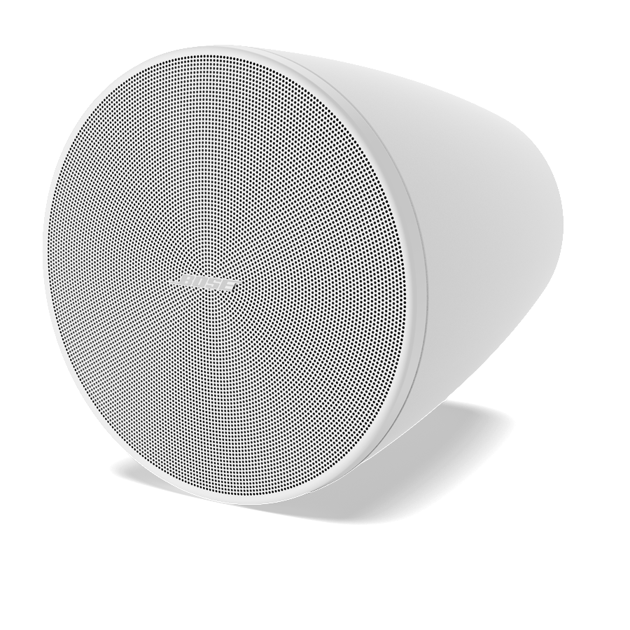 White ceiling speaker with Bose logo on a white background