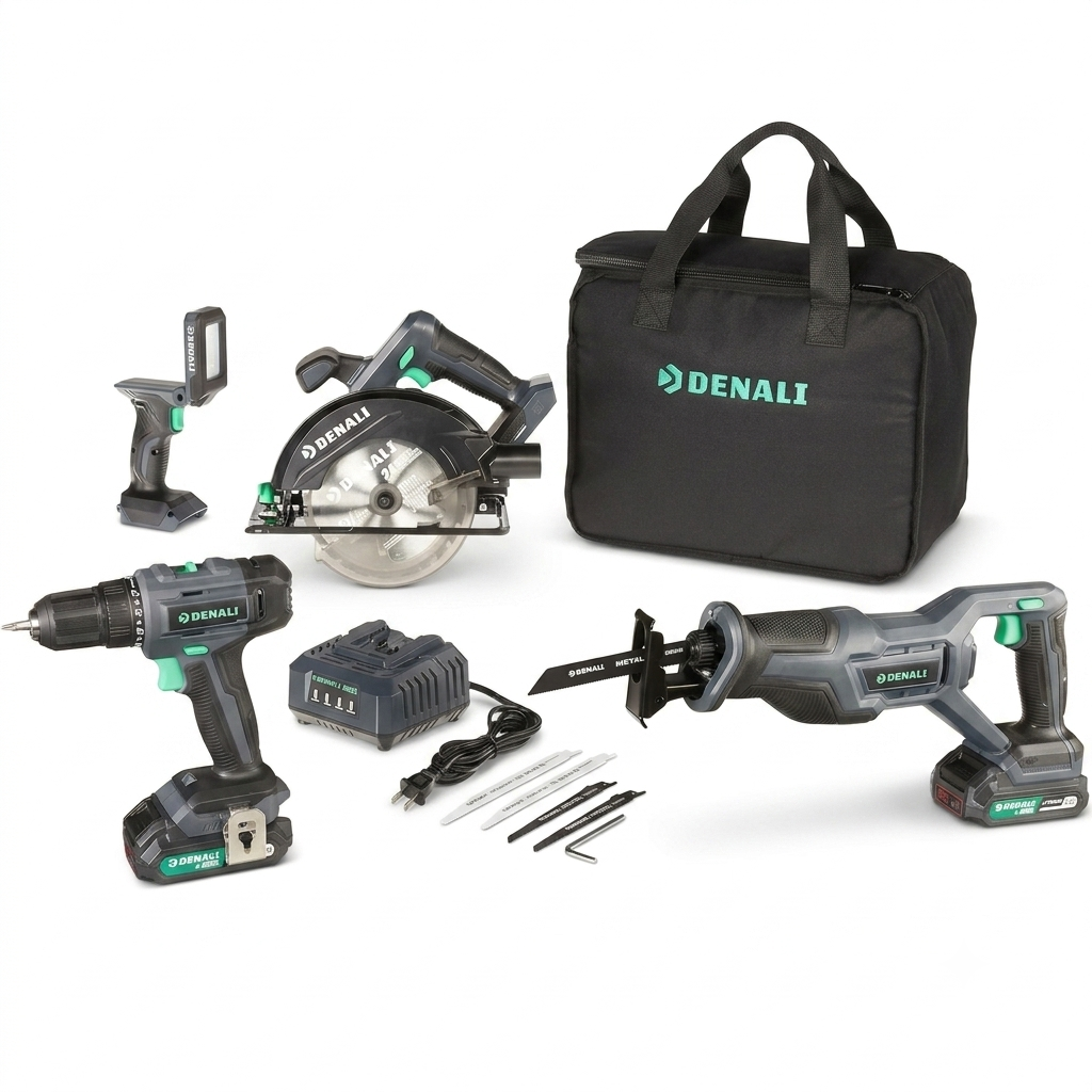 DENALI by SKIL 20V Cordless 4-Tool Combo Kit | Drill Driver, Reciprocating Saw, Circular Saw & LED Work Light with 2 Batteries
