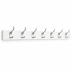 WALL MOUNTED COAT RACK, 8 MODERN HOOKS, WHITE
