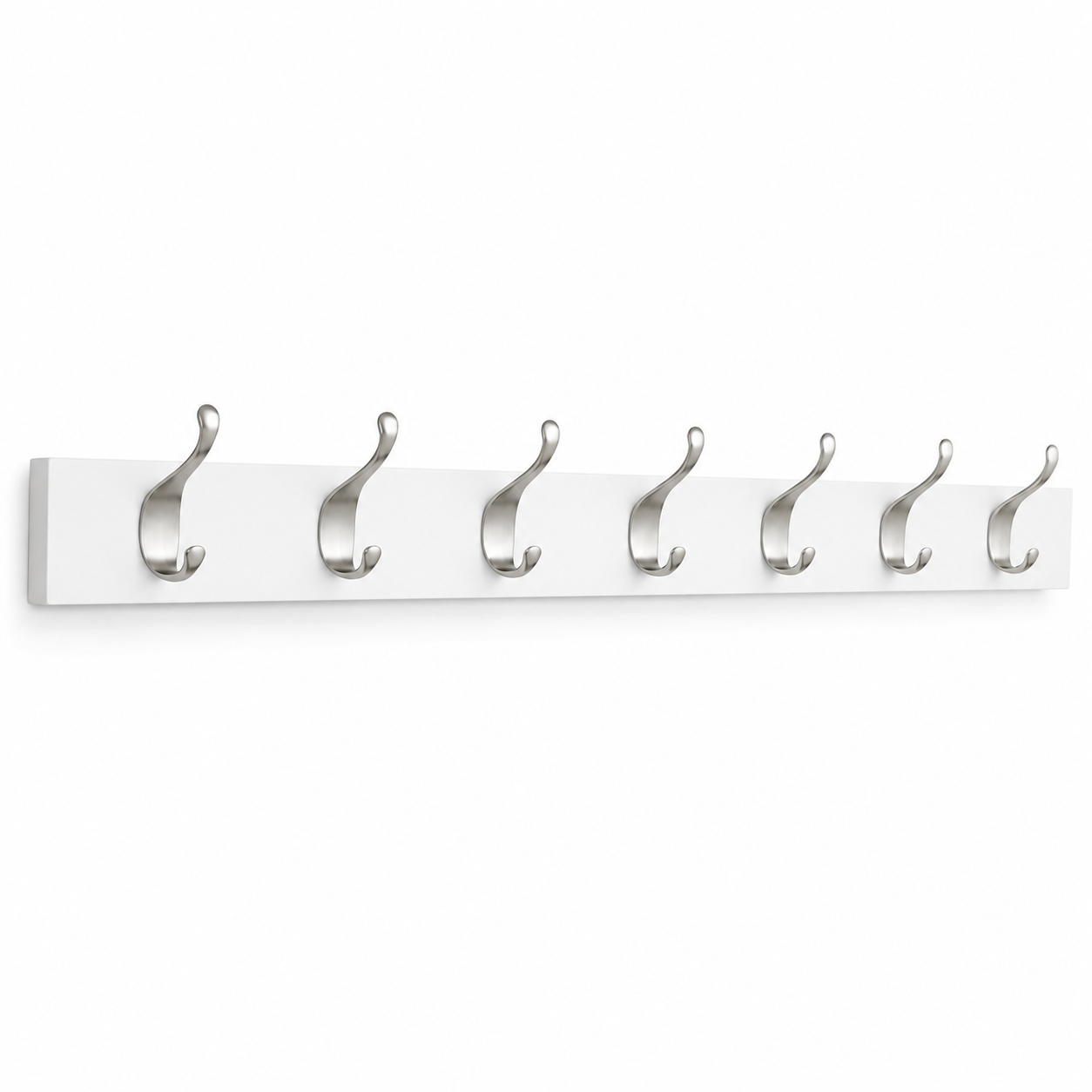 WALL MOUNTED COAT RACK, 8 MODERN HOOKS, WHITE